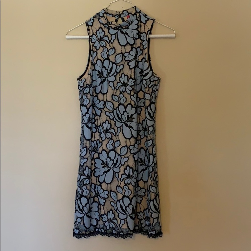 Plenty by Tracy Reese Blue/Black Flowered Dress